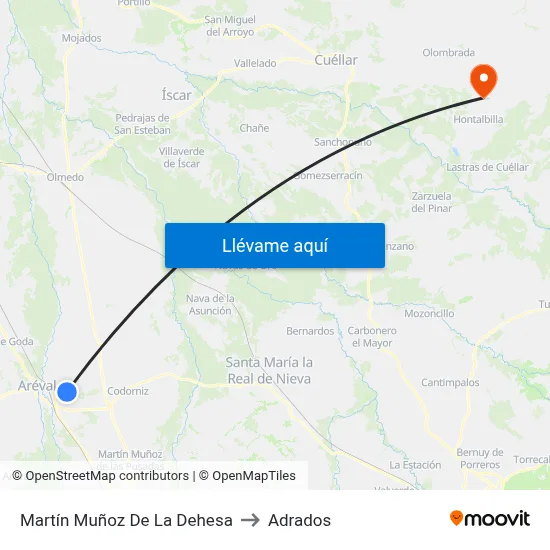 Martín Muñoz De La Dehesa to Adrados map