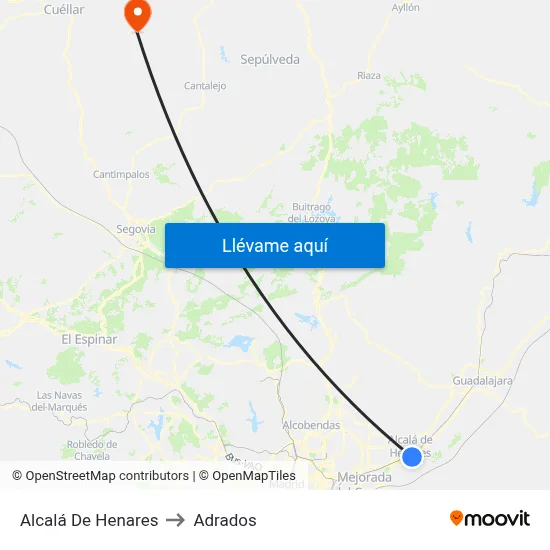Alcalá De Henares to Adrados map