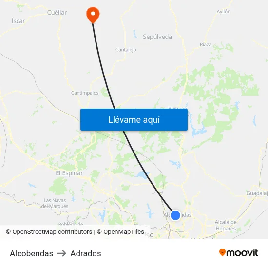 Alcobendas to Adrados map