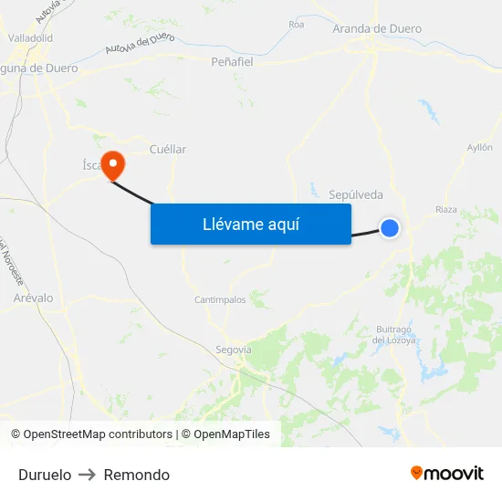 Duruelo to Remondo map