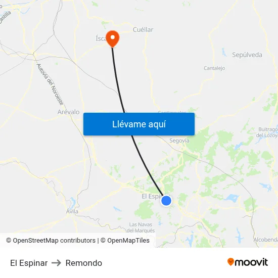 El Espinar to Remondo map
