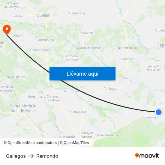 Gallegos to Remondo map