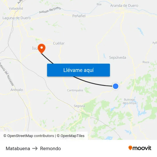 Matabuena to Remondo map