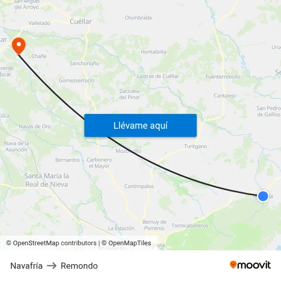 Navafría to Remondo map