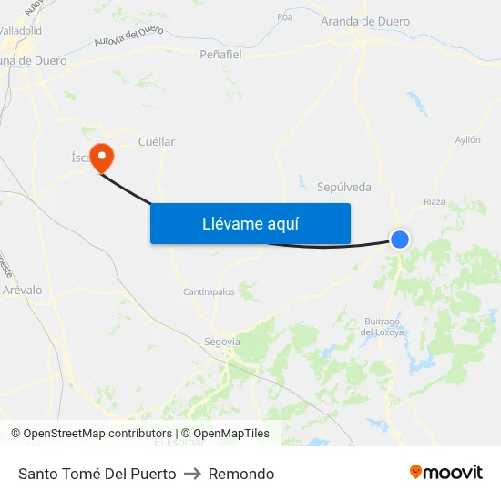 Santo Tomé Del Puerto to Remondo map