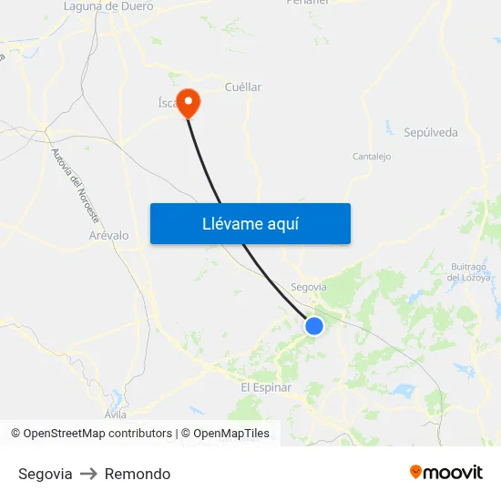 Segovia to Remondo map
