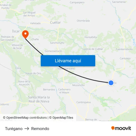 Turégano to Remondo map