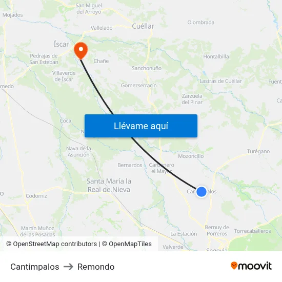 Cantimpalos to Remondo map