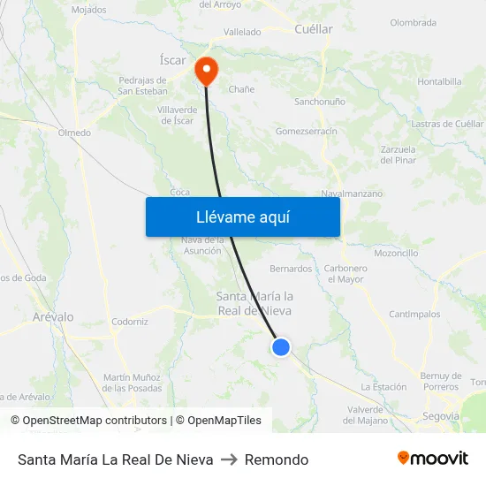 Santa María La Real De Nieva to Remondo map