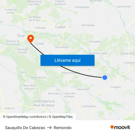 Sauquillo De Cabezas to Remondo map