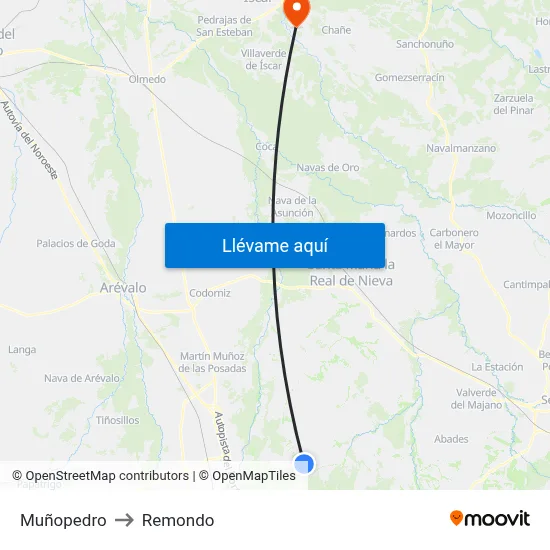 Muñopedro to Remondo map