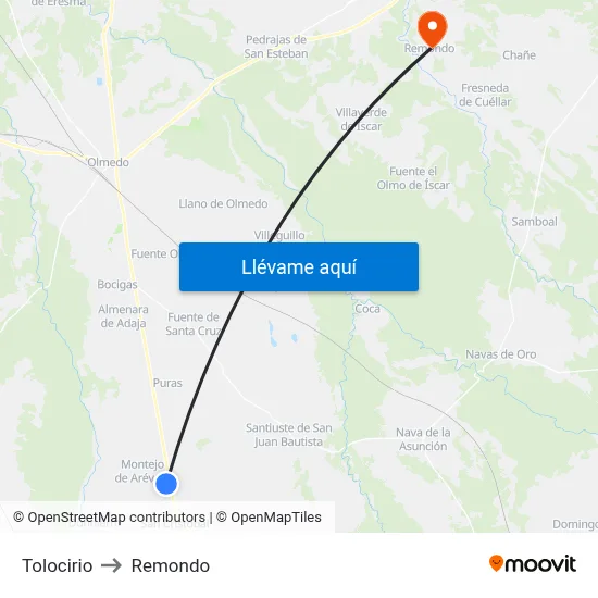 Tolocirio to Remondo map