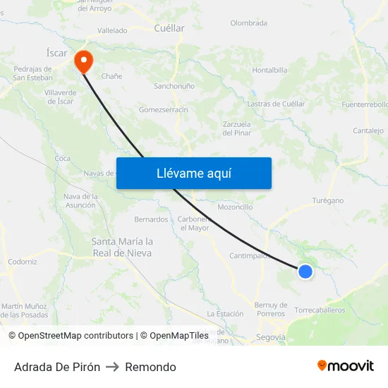 Adrada De Pirón to Remondo map