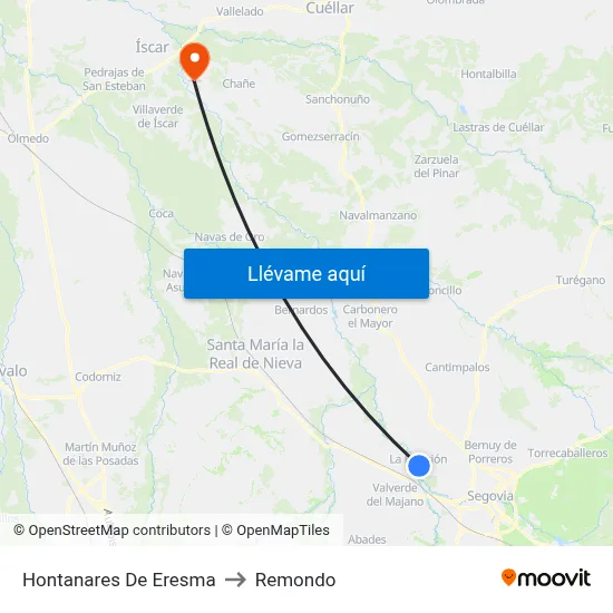 Hontanares De Eresma to Remondo map