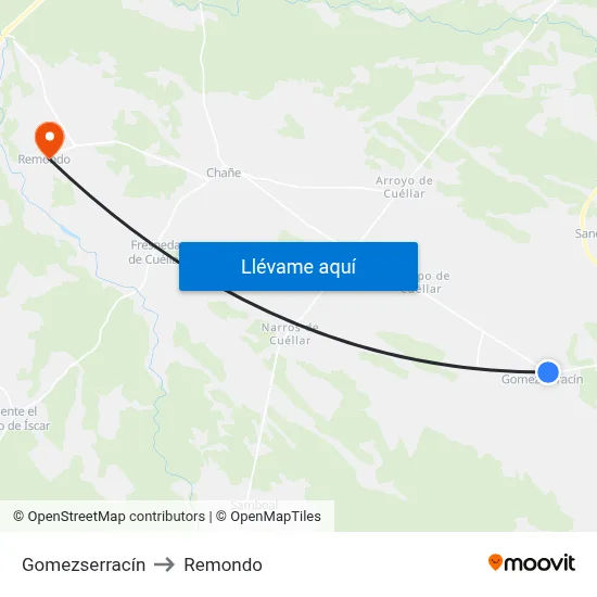 Gomezserracín to Remondo map