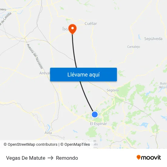 Vegas De Matute to Remondo map