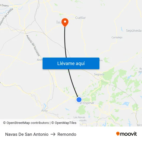Navas De San Antonio to Remondo map