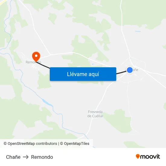 Chañe to Remondo map