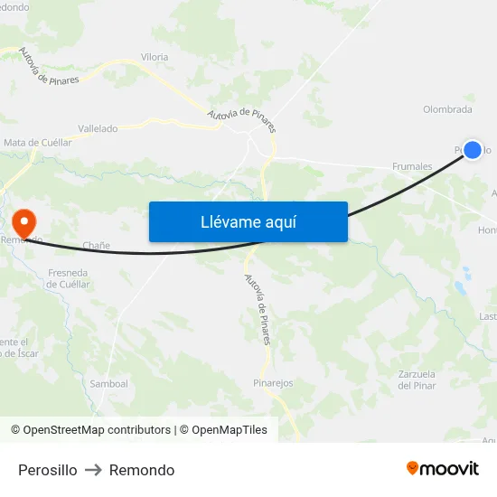 Perosillo to Remondo map
