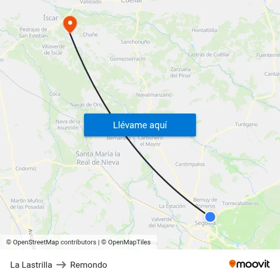La Lastrilla to Remondo map