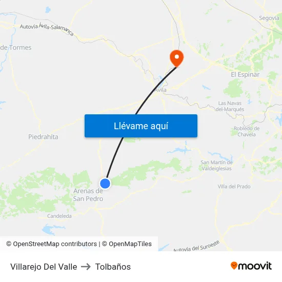 Villarejo Del Valle to Tolbaños map