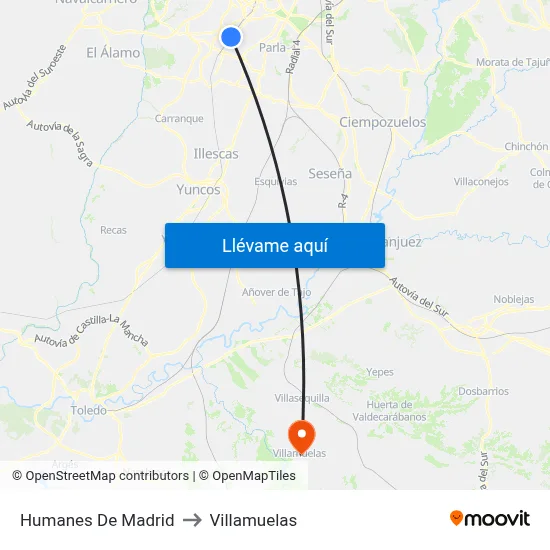 Humanes De Madrid to Villamuelas map