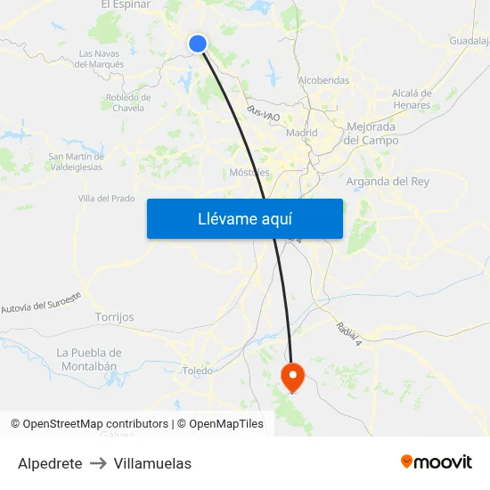 Alpedrete to Villamuelas map