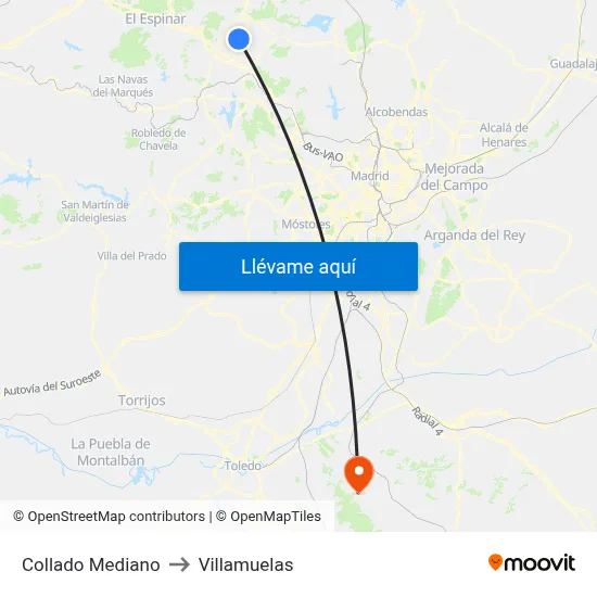 Collado Mediano to Villamuelas map