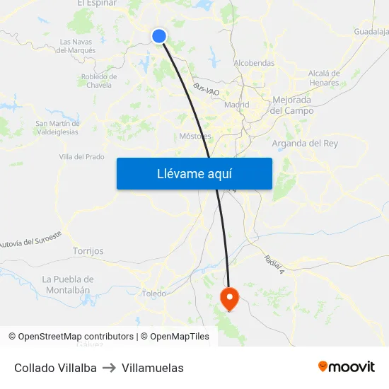 Collado Villalba to Villamuelas map