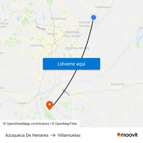 Azuqueca De Henares to Villamuelas map