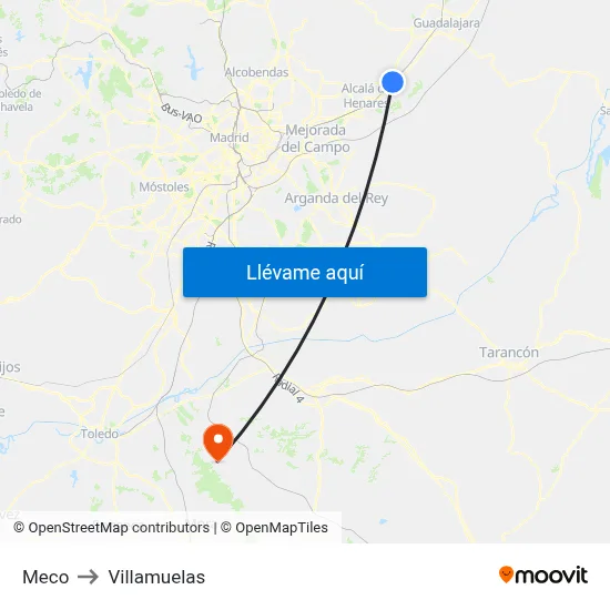Meco to Villamuelas map