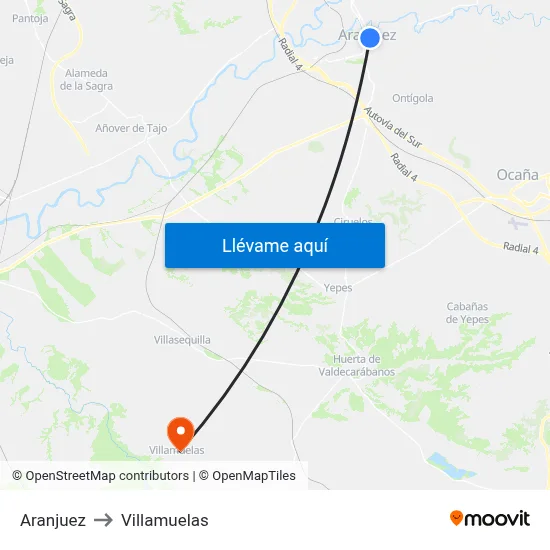 Aranjuez to Villamuelas map