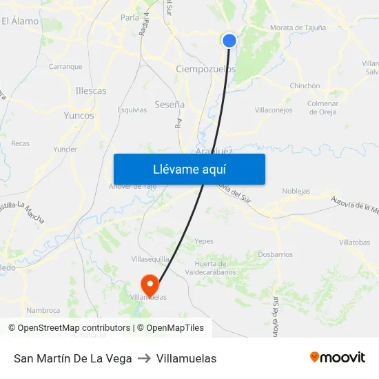 San Martín De La Vega to Villamuelas map