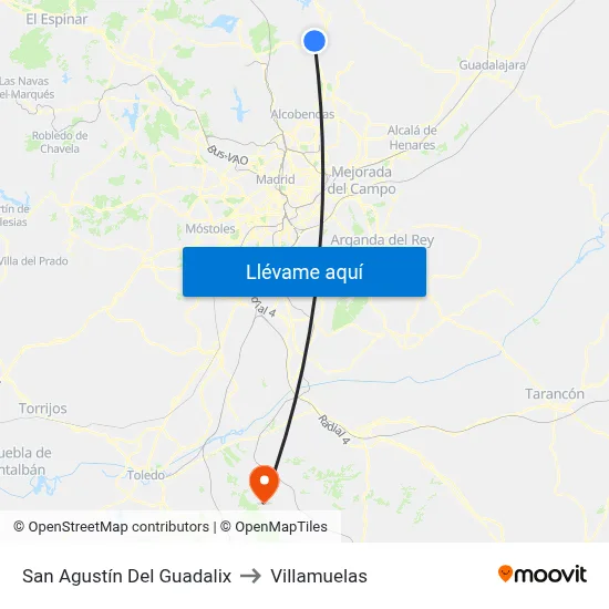 San Agustín Del Guadalix to Villamuelas map
