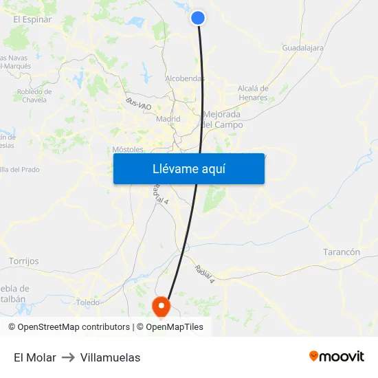 El Molar to Villamuelas map