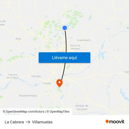 La Cabrera to Villamuelas map