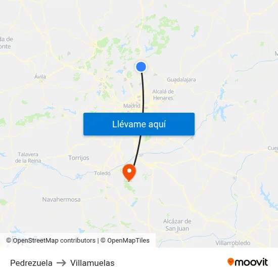 Pedrezuela to Villamuelas map
