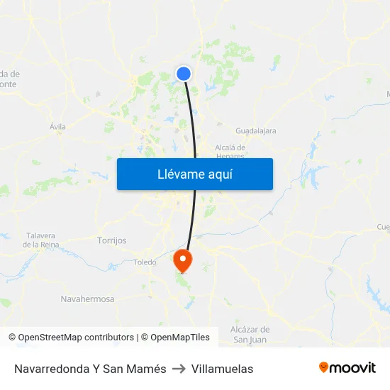 Navarredonda Y San Mamés to Villamuelas map