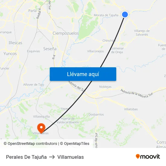 Perales De Tajuña to Villamuelas map