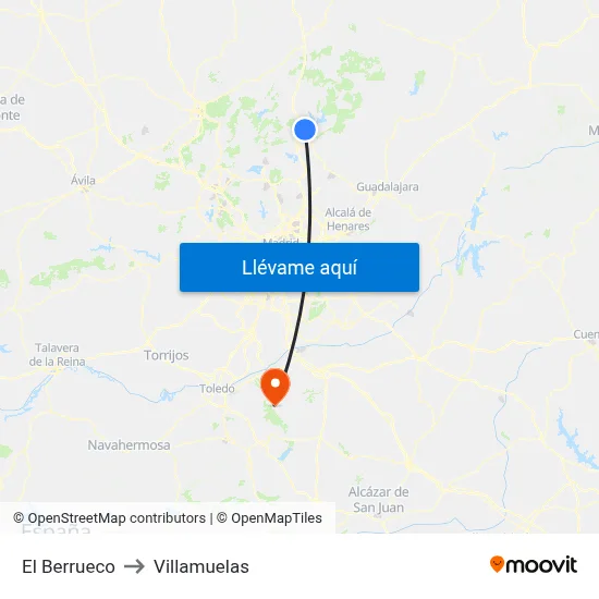 El Berrueco to Villamuelas map