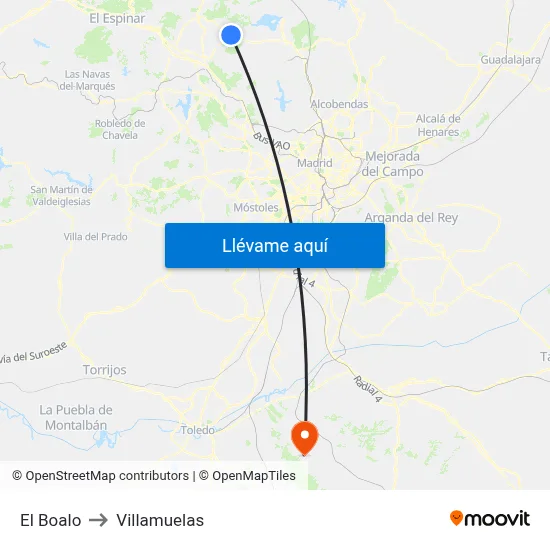 El Boalo to Villamuelas map