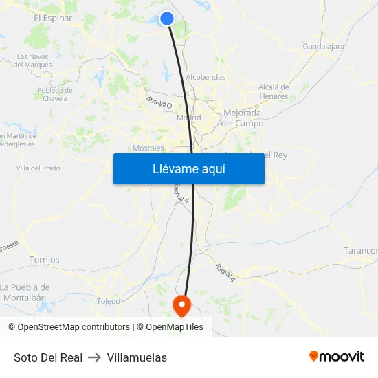Soto Del Real to Villamuelas map