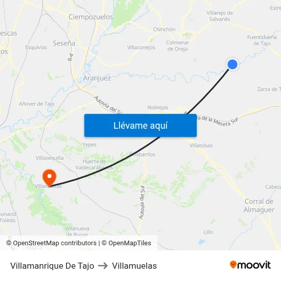 Villamanrique De Tajo to Villamuelas map