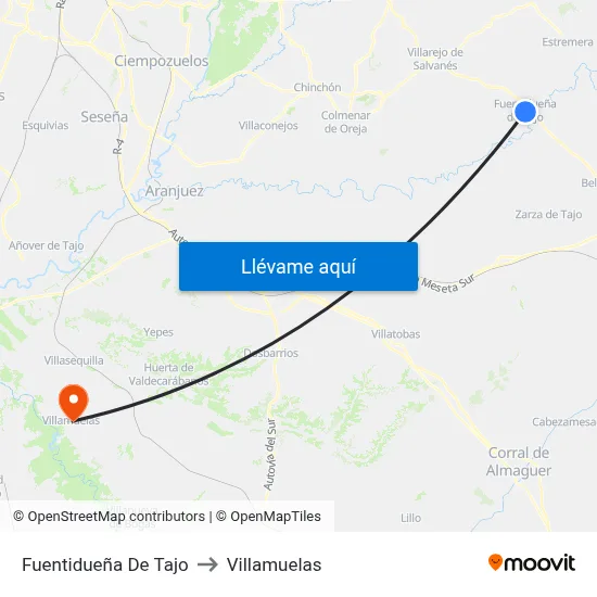 Fuentidueña De Tajo to Villamuelas map
