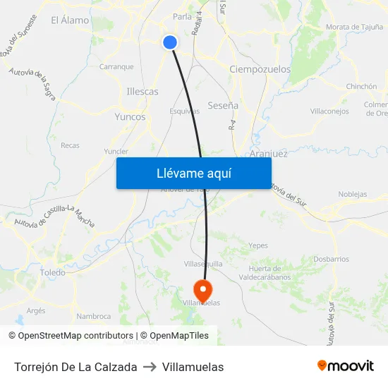Torrejón De La Calzada to Villamuelas map