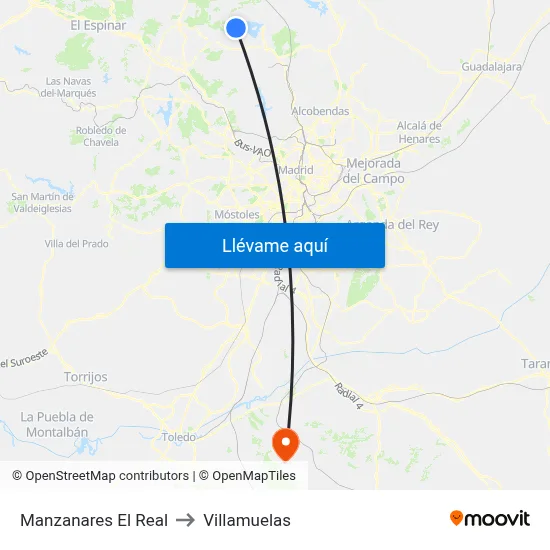 Manzanares El Real to Villamuelas map