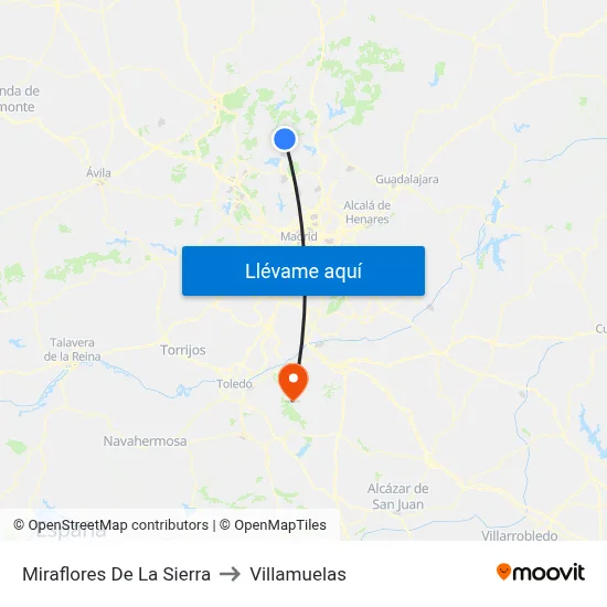 Miraflores De La Sierra to Villamuelas map