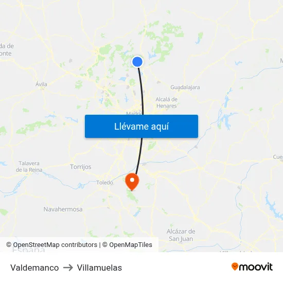 Valdemanco to Villamuelas map