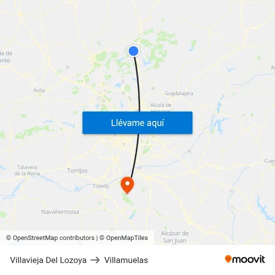Villavieja Del Lozoya to Villamuelas map