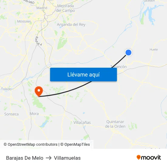 Barajas De Melo to Villamuelas map